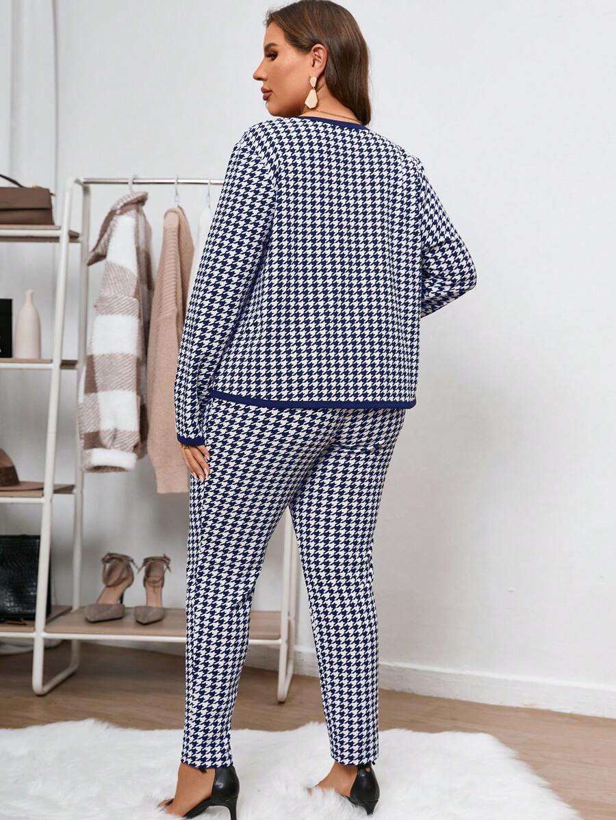 Conjunto Feminino Plus Size Forrado Estampa Xadrez