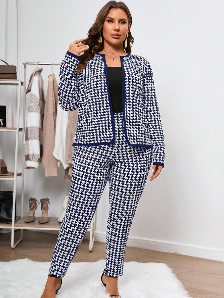 Conjunto Feminino Plus Size Forrado Estampa Xadrez
