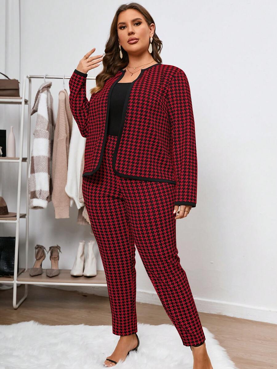 Conjunto Feminino Plus Size Forrado Estampa Xadrez