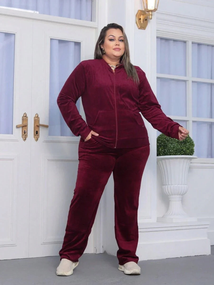 Conjunto Feminino Plus Size De Veludo