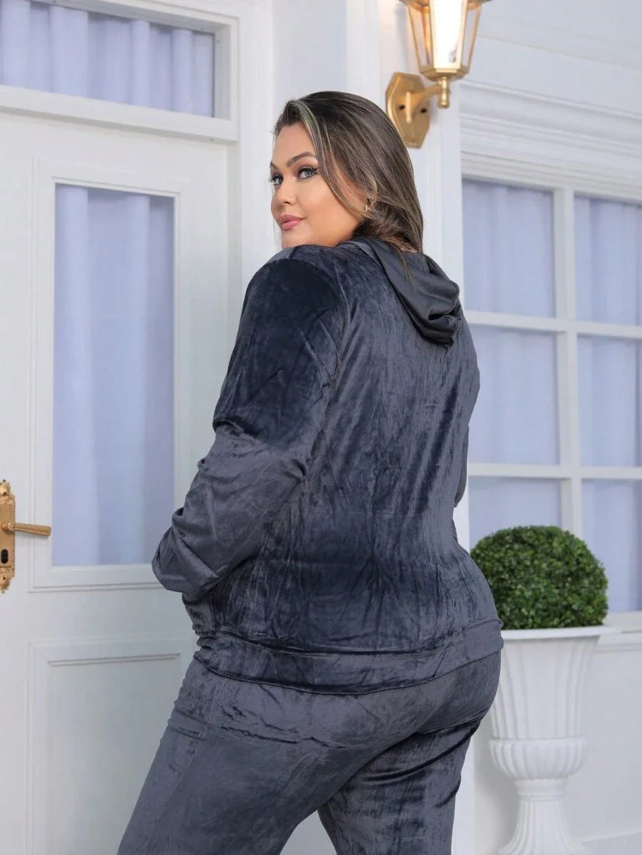 Conjunto Feminino Plus Size De Veludo