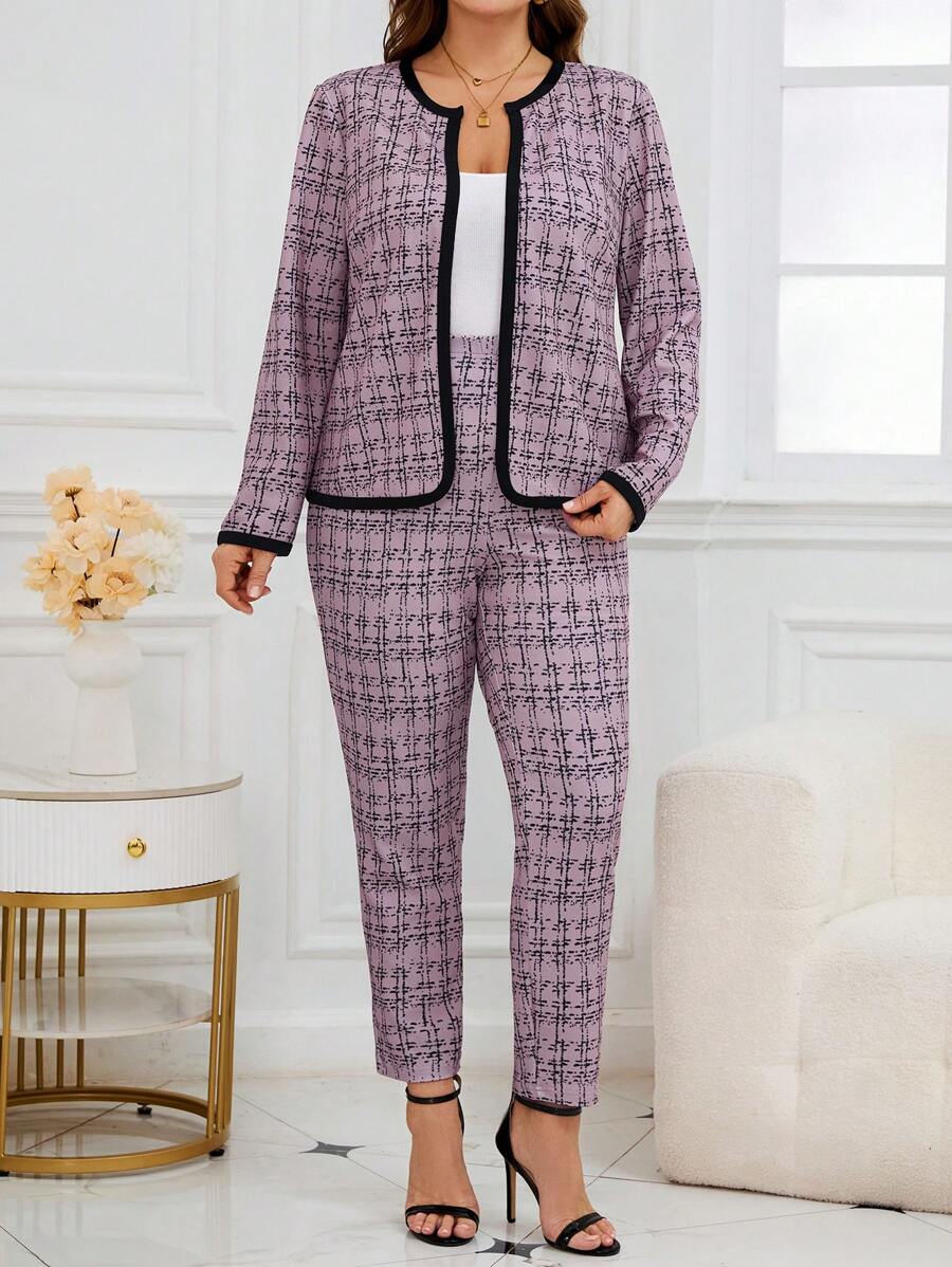Conjunto Feminino Plus Size Forrado Estampa Xadrez