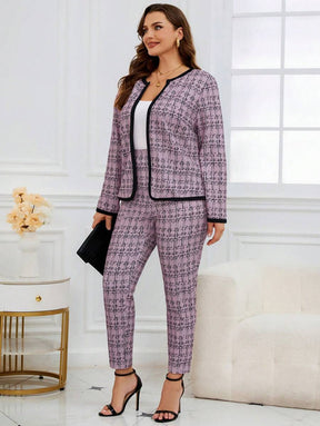 Conjunto Feminino Plus Size Forrado Estampa Xadrez
