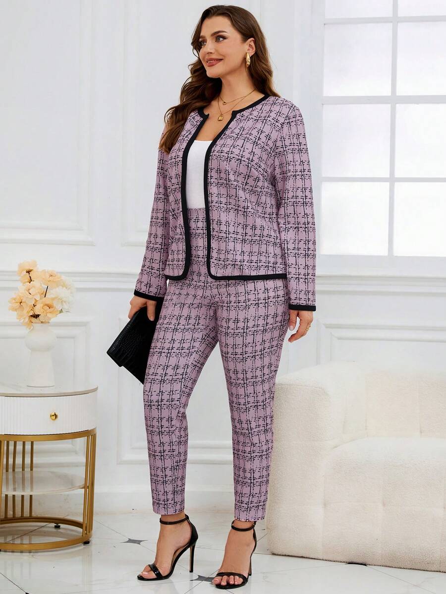 Conjunto Feminino Plus Size Forrado Estampa Xadrez