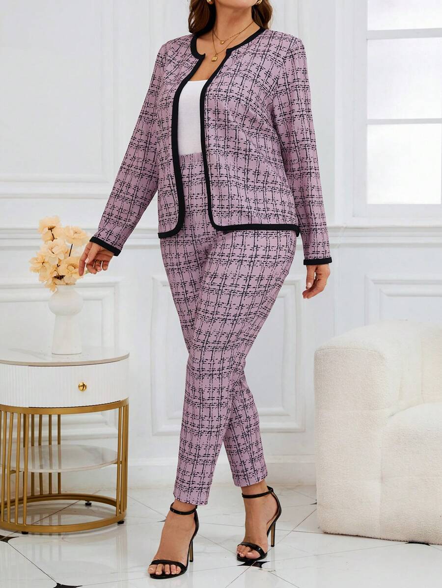 Conjunto Feminino Plus Size Forrado Estampa Xadrez