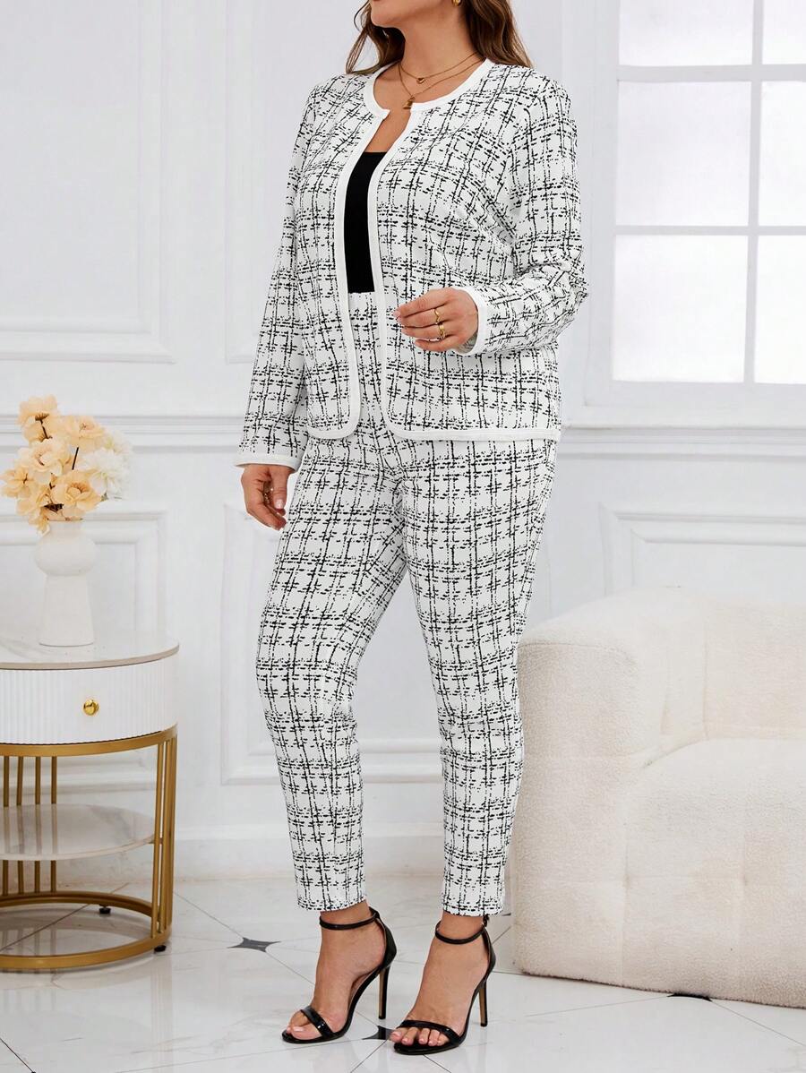 Conjunto Feminino Plus Size Forrado Estampa Xadrez