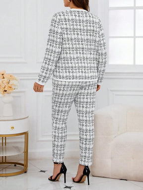 Conjunto Feminino Plus Size Forrado Estampa Xadrez