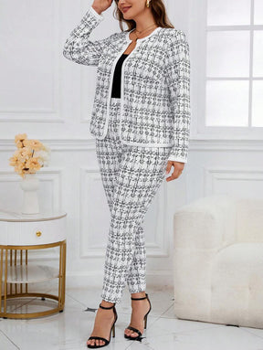 Conjunto Feminino Plus Size Forrado Estampa Xadrez
