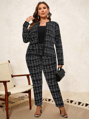 Conjunto Feminino Plus Size Forrado Estampa Xadrez