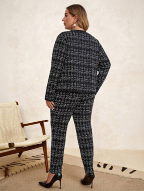 Conjunto Feminino Plus Size Forrado Estampa Xadrez
