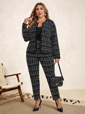 Conjunto Feminino Plus Size Forrado Estampa Xadrez