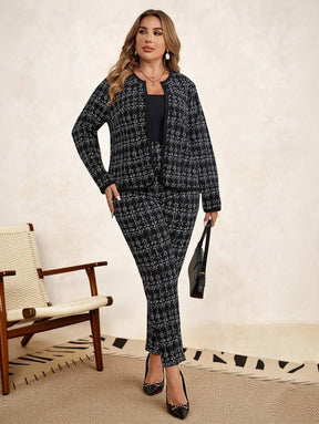 Conjunto Feminino Plus Size Forrado Estampa Xadrez