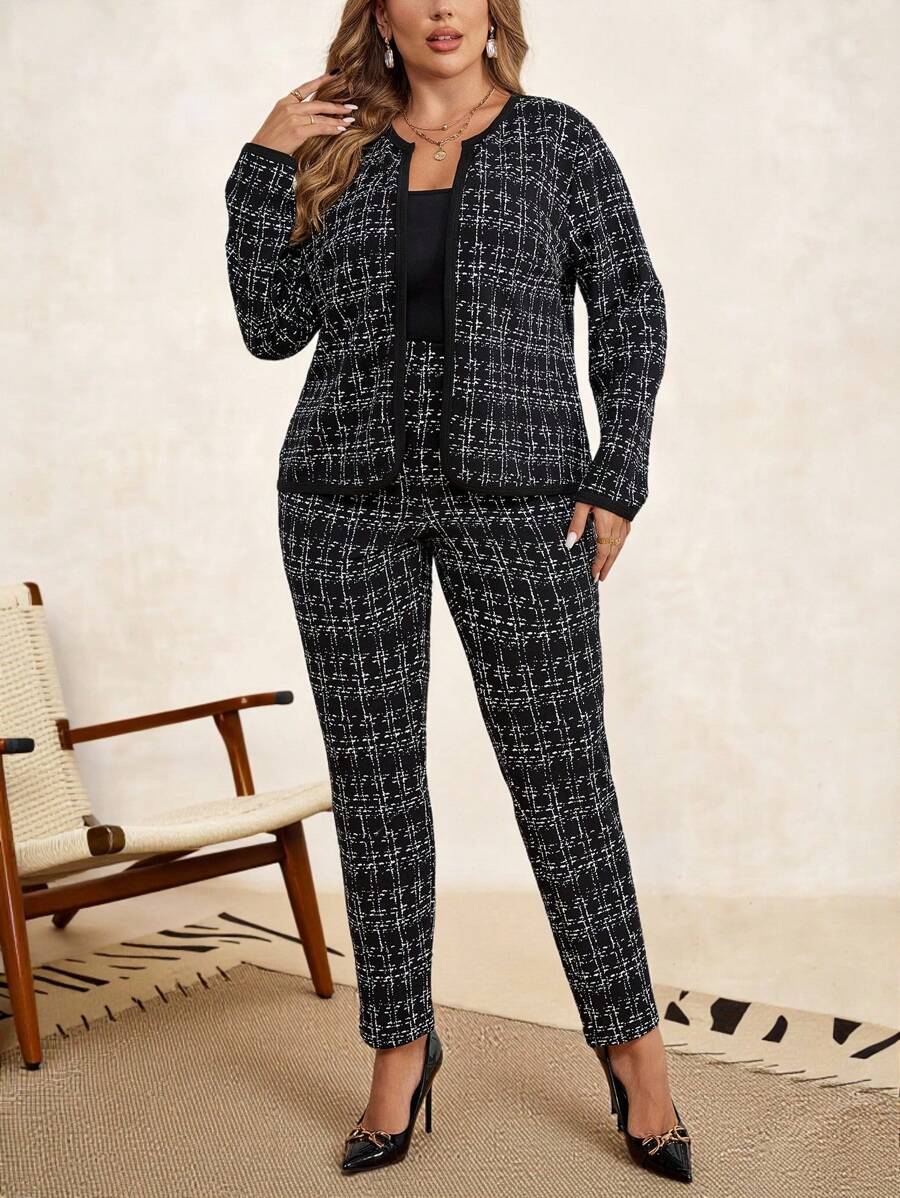 Conjunto Feminino Plus Size Forrado Estampa Xadrez
