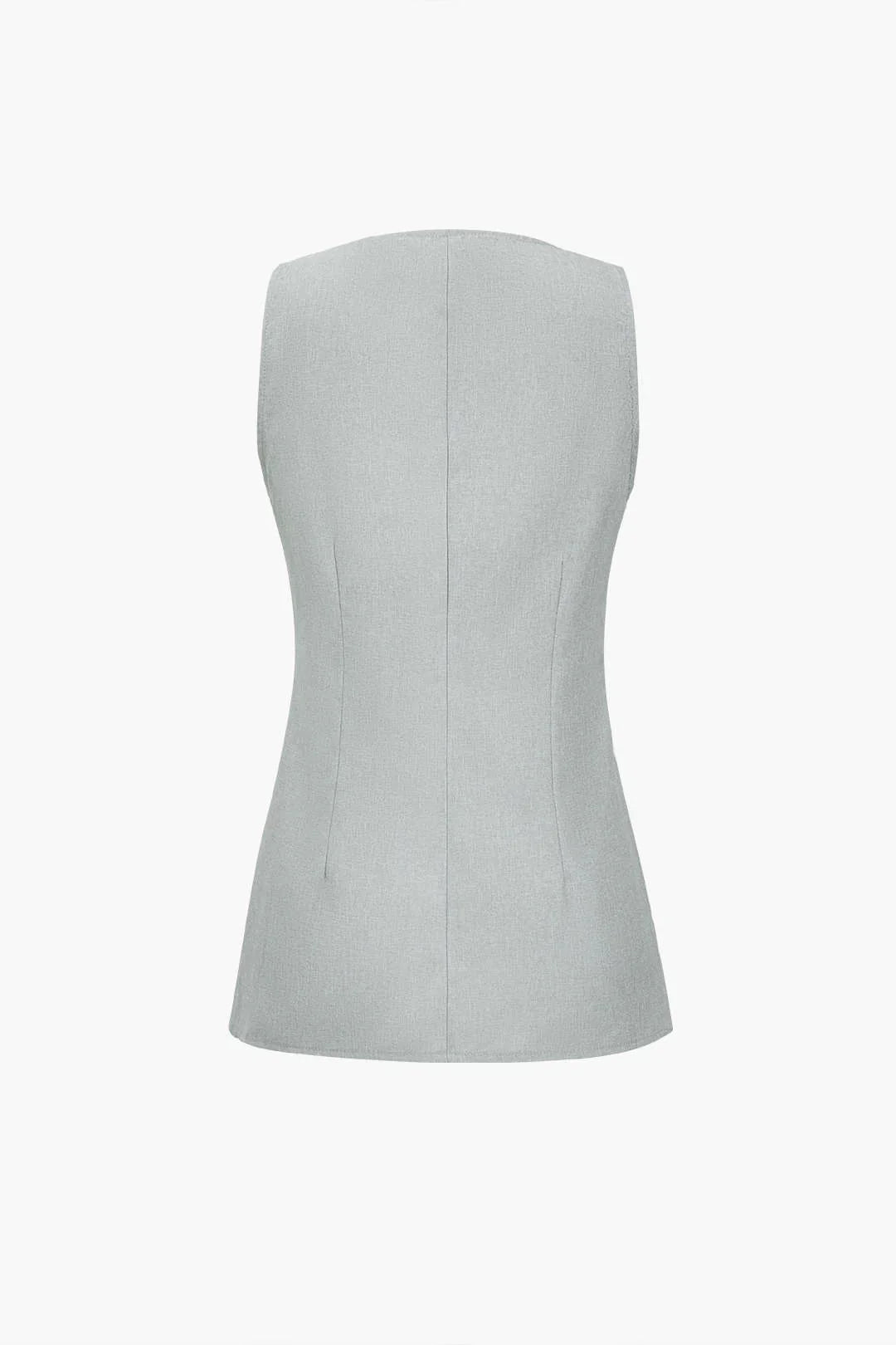 Conjunto Feminino de Alfaiataria com Colete Acinturado de Botões Maxi e Calça Reta com Fenda - Brenda