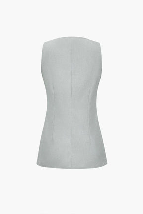 Conjunto Feminino de Alfaiataria com Colete Acinturado de Botões Maxi e Calça Reta com Fenda - Brenda