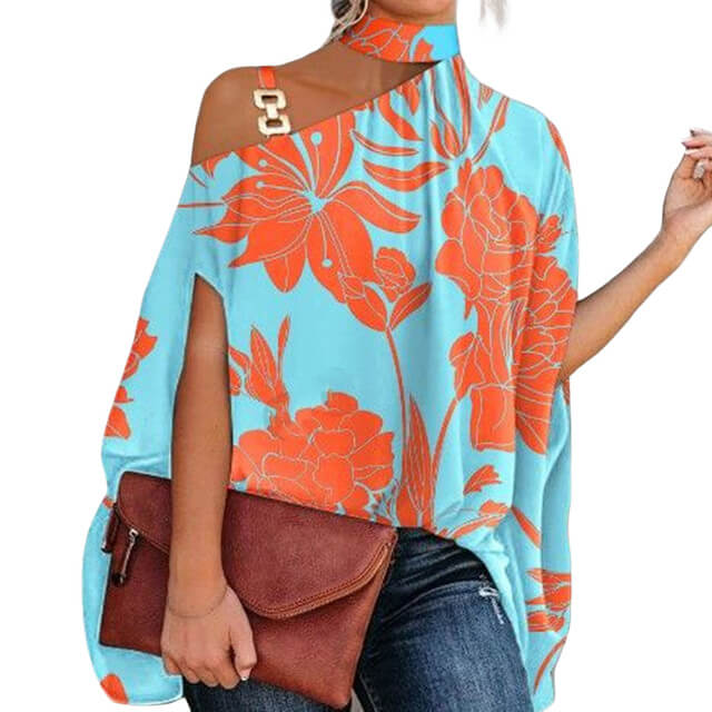 Blusa Gola Alta e Ombro Aberto Blenda
