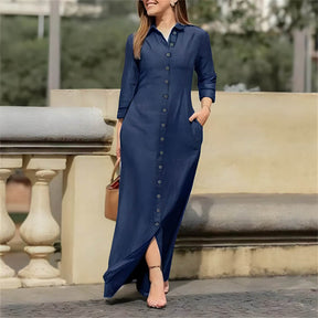 Vestido Longo com Abotoamento Sirenia