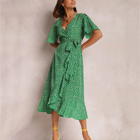 Vestido Mídi Transpassado Florets